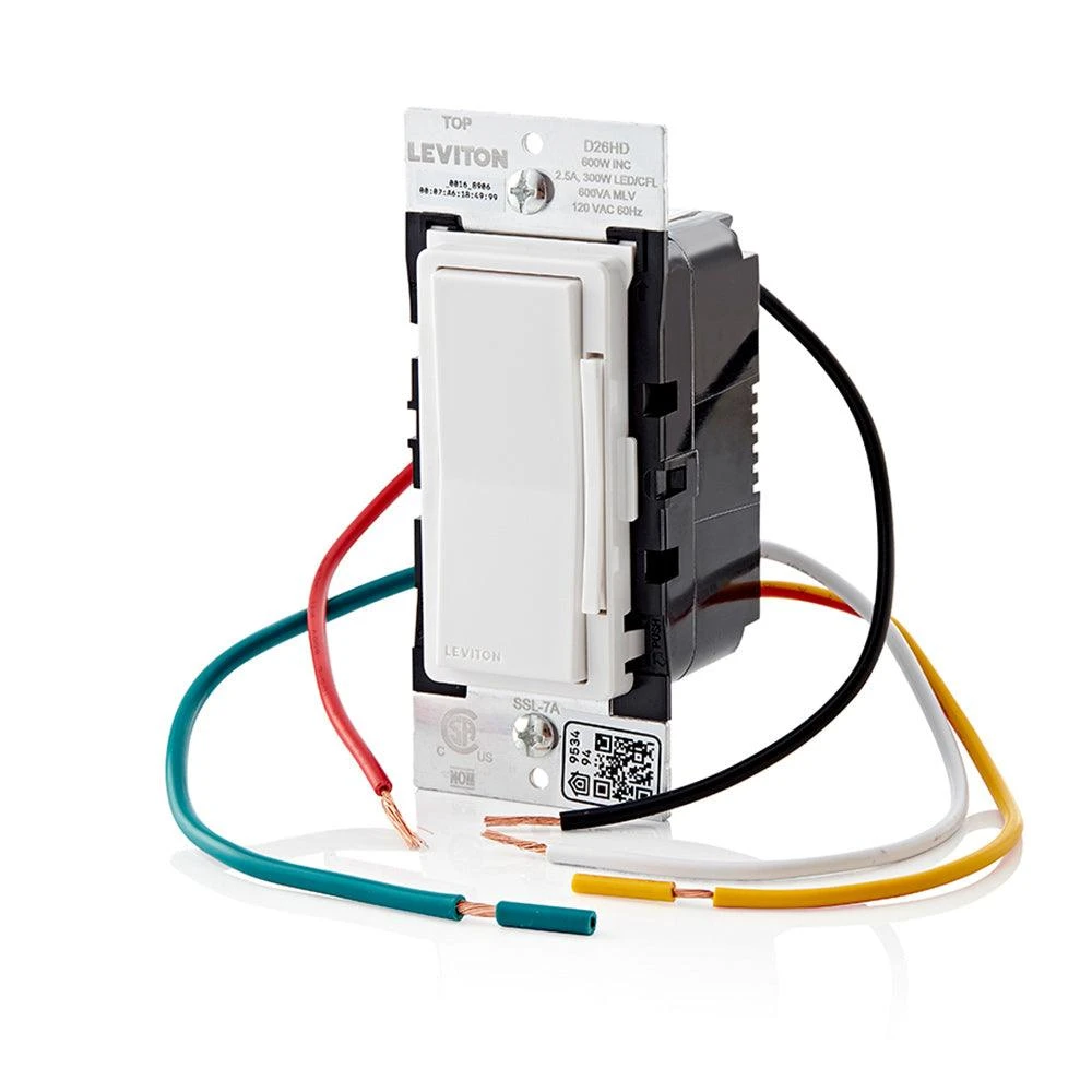 Leviton Decora Smart Wi-Fi (2nd Gen) 600W Dimmer, Model D26HD-1RW Leviton Decora Smart Wi-Fi (2nd Gen) 600W Dimmer, Model D26HD-1RW -Leviton Store