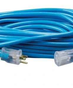 Southwire 50ft, 12/3 SJTW Cool Blue Extension Cord W/Lighted End, Model 2578SW000H