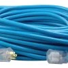 Southwire 100ft, 12/3 SJTW Cool Blue Extension Cord W/Lighted End, Model 2579SW000H