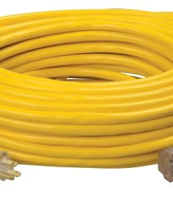 Southwire 100ft, 12/3 SJTW Yellow Tri-Source Extension Cord W/Lighted End, Model 4189SW8802