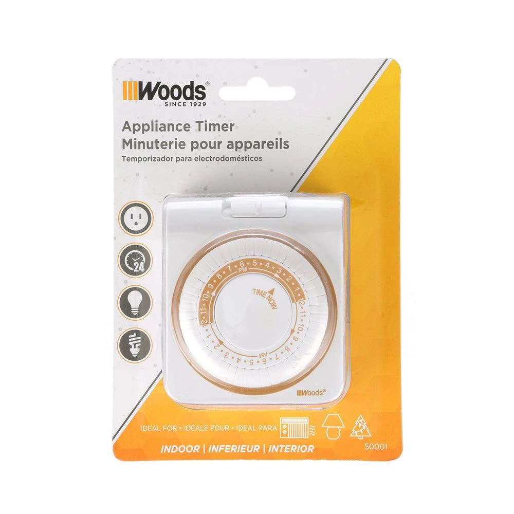 Woods Indoor 24-Hr Heavy Duty Mechanical Timer, Model 50001WD - Image 2