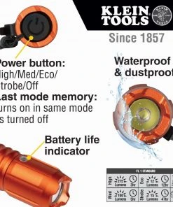 Klein Tools Rechargeable Waterproof LED Pocket Light With Lanyard, Model 56411* 3 Klein Tools Rechargeable Waterproof LED Pocket Light With Lanyard, Model 56411* -Leviton Store 56411 callout2