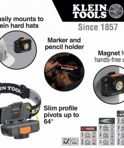 Klein Tools Rechargeable 2-Color LED Headlamp With Fabric Strap, Model 56414 4 Klein Tools Rechargeable 2-Color LED Headlamp With Fabric Strap, Model 56414 -Leviton Store 56414 callout2