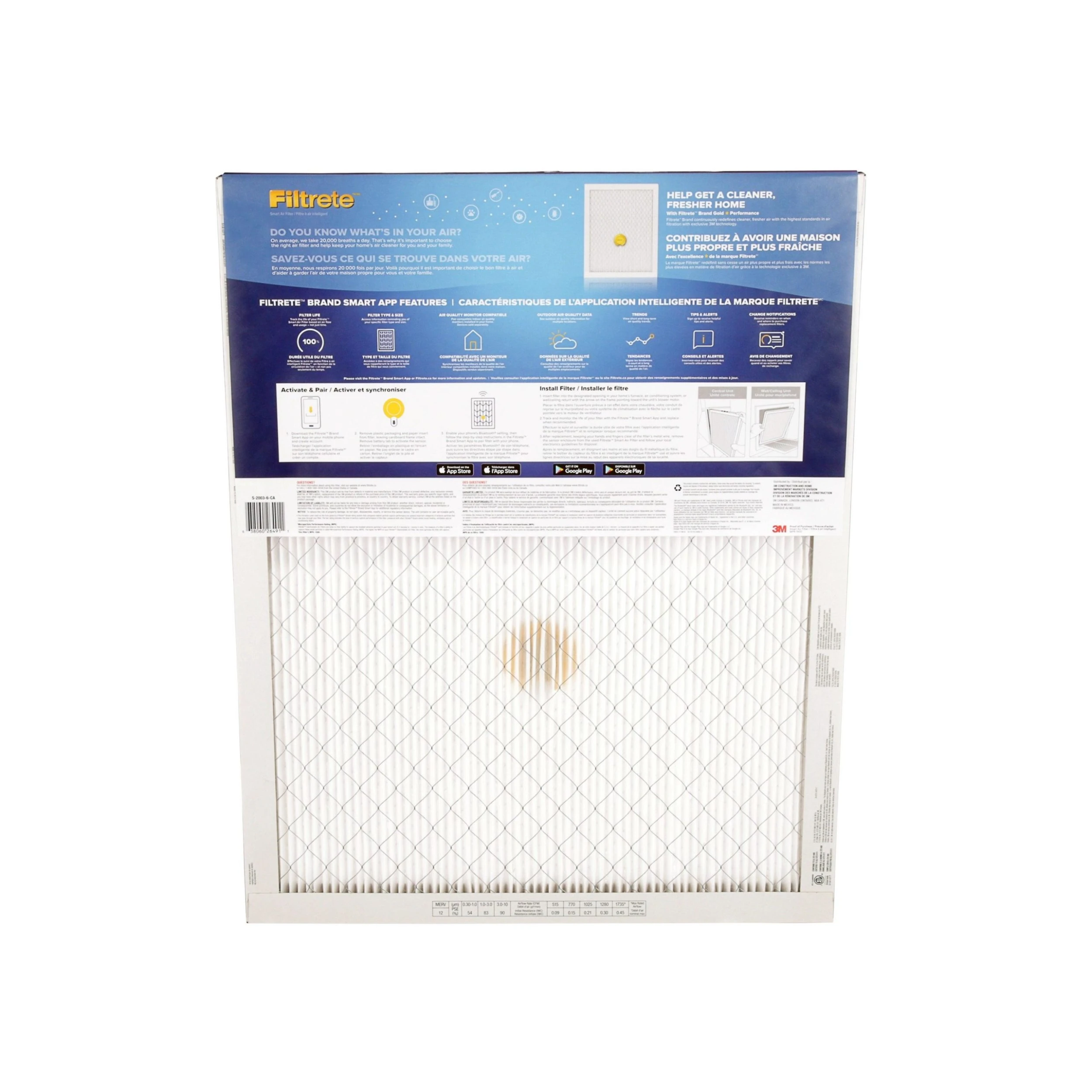 3M Canada 3M Filtrete Smart Allergen, Bacteria & Virus Filter, Model MPR 1500 20x25x1 In - Image 2