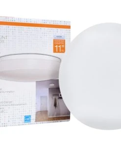 LEDVANCE Sylvania 11 Inch LED Drum Flush Luminarie 15W, Bright White 4000K, Model LEDFLUSHDRM11IN40