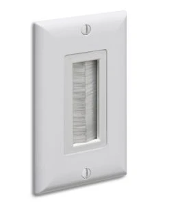 Arlington SCOOP Cable Entry Device With Brush-style Opening And Wall Plate, Model CED135WP