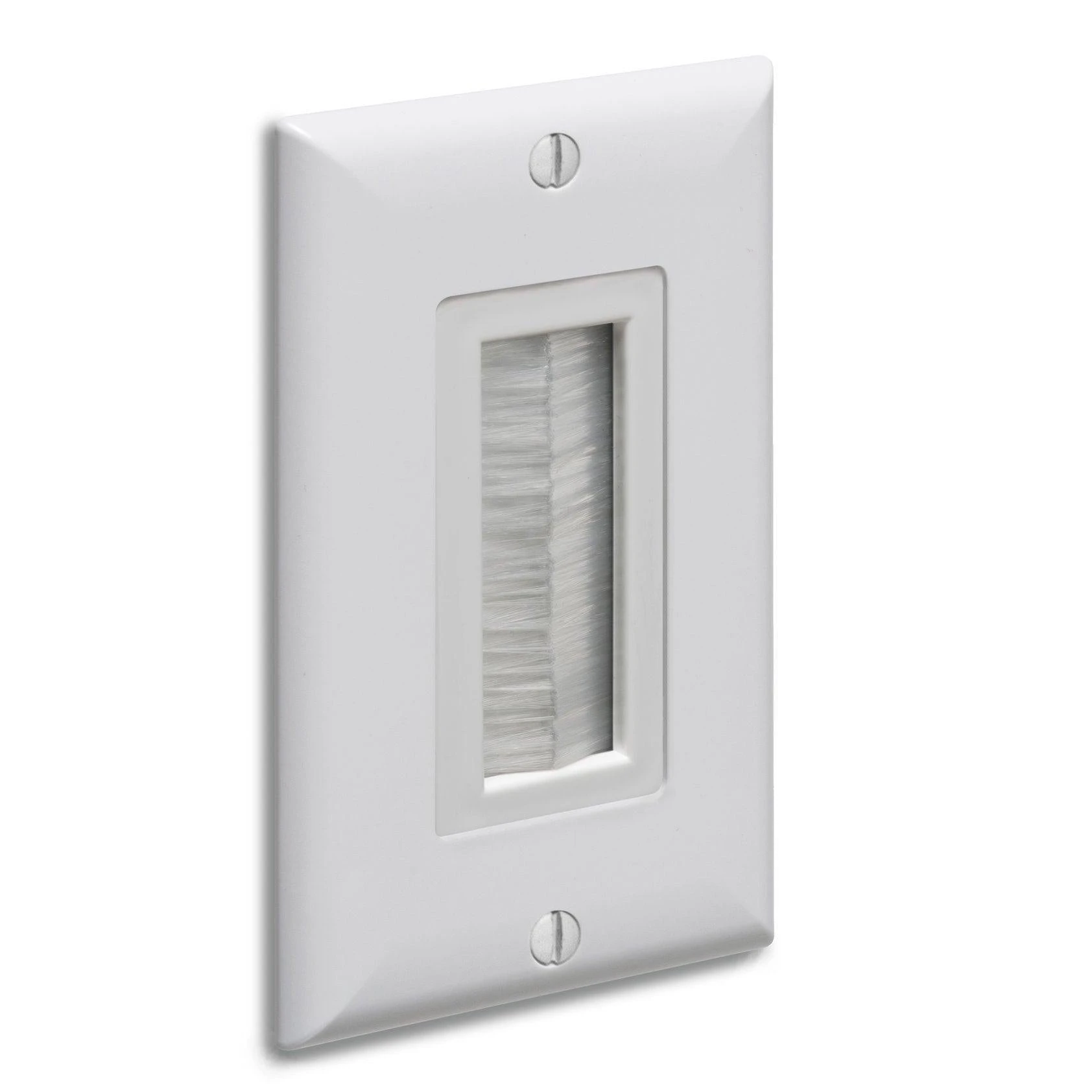Arlington SCOOP Cable Entry Device With Brush-style Opening And Wall Plate, Model CED135WP
