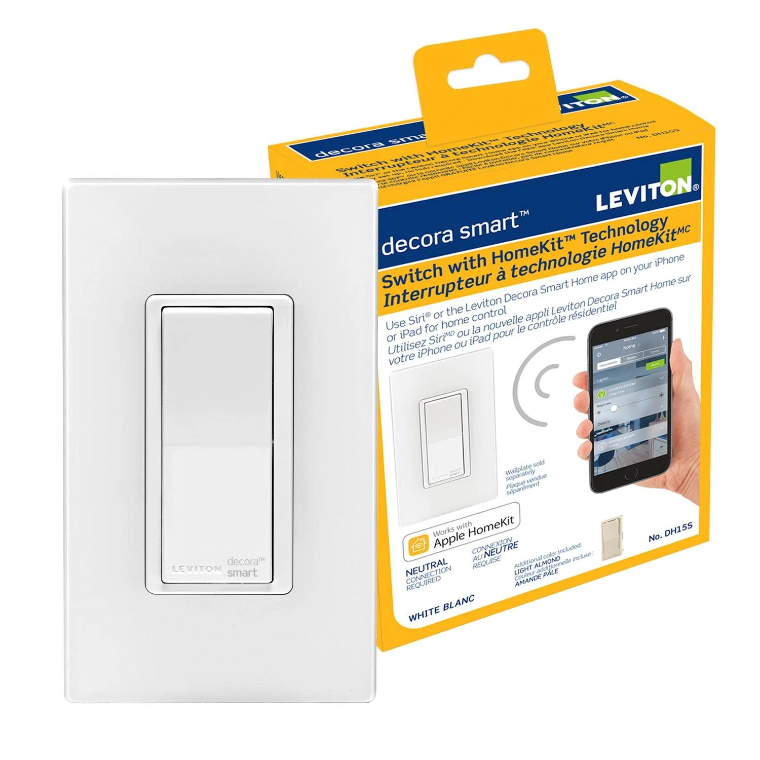 Leviton Decora Smart Switch With Homekit Technology, Model DH15S701 - Image 3