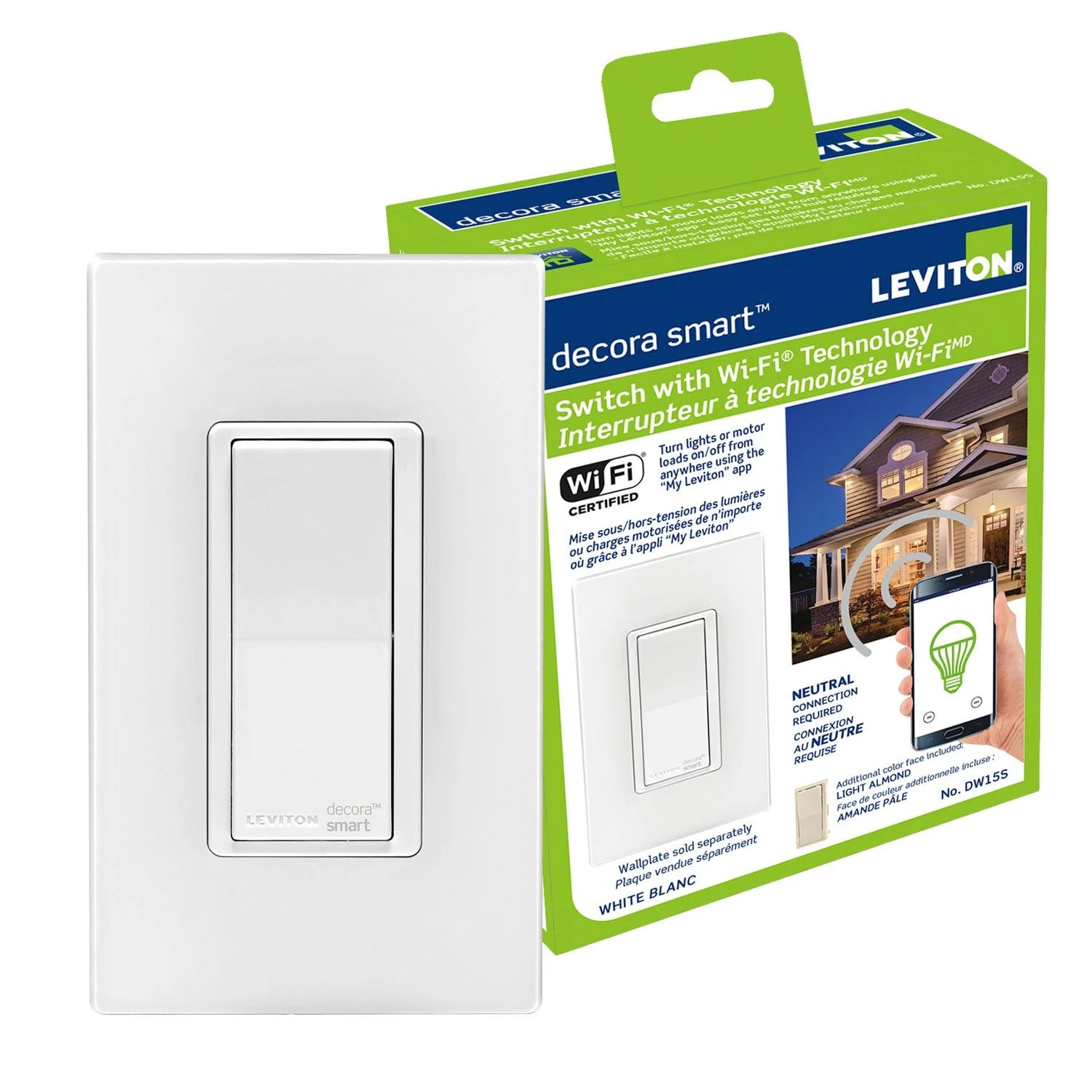 Leviton Decora Smart Switch With Wi-Fi Technology, Model DW15S702 - Image 2