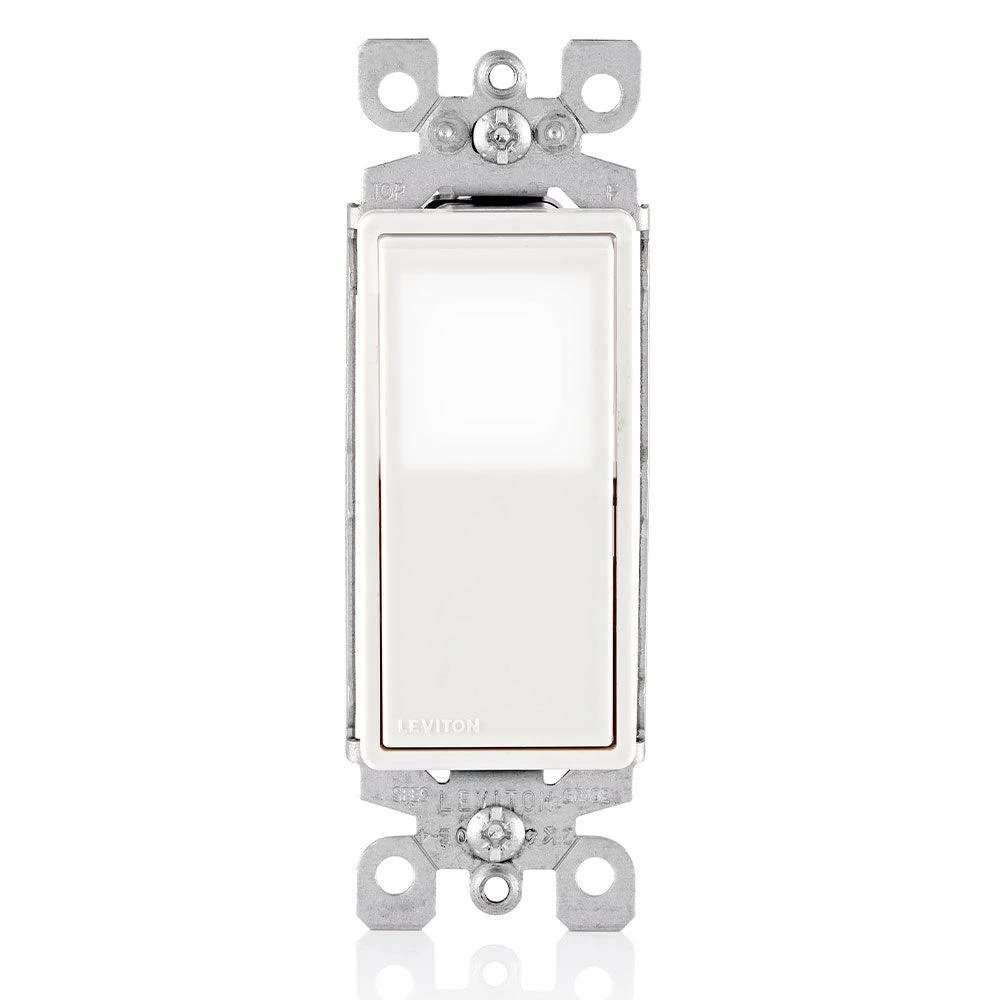 Leviton 15Amp Decora LED Illuminated Rocker Single-Pole Switch, Model L5611-2W