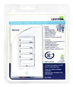 Leviton Decora 30 Minute Countdown Timer With Wallplate - White, Model LTB30W