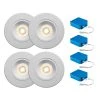 Liteline Package Of 4x 4" Luna LED White Round Regressed Gimbal Recessed Fixture, Dim To Warm, Including 1x OnCloud Dimmer, Model RA4-12RG-DTW90WH-4KT