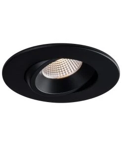 Liteline 4" Luna LED Black Round Regressed Gimbal Recessed Fixture, Model RA4-12RG-90BK