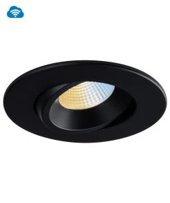 Liteline 4" Smart OnCloud Luna Black Round Gimbal Recessed Fixture, Model RA4-12RG-WZ-90BK*