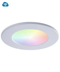 Liteline 4" Round SlimLED Smart OnCloud Recessed Fixtures, White And Black Trim, Model SLM4-RGBTW-WZ-WHBK