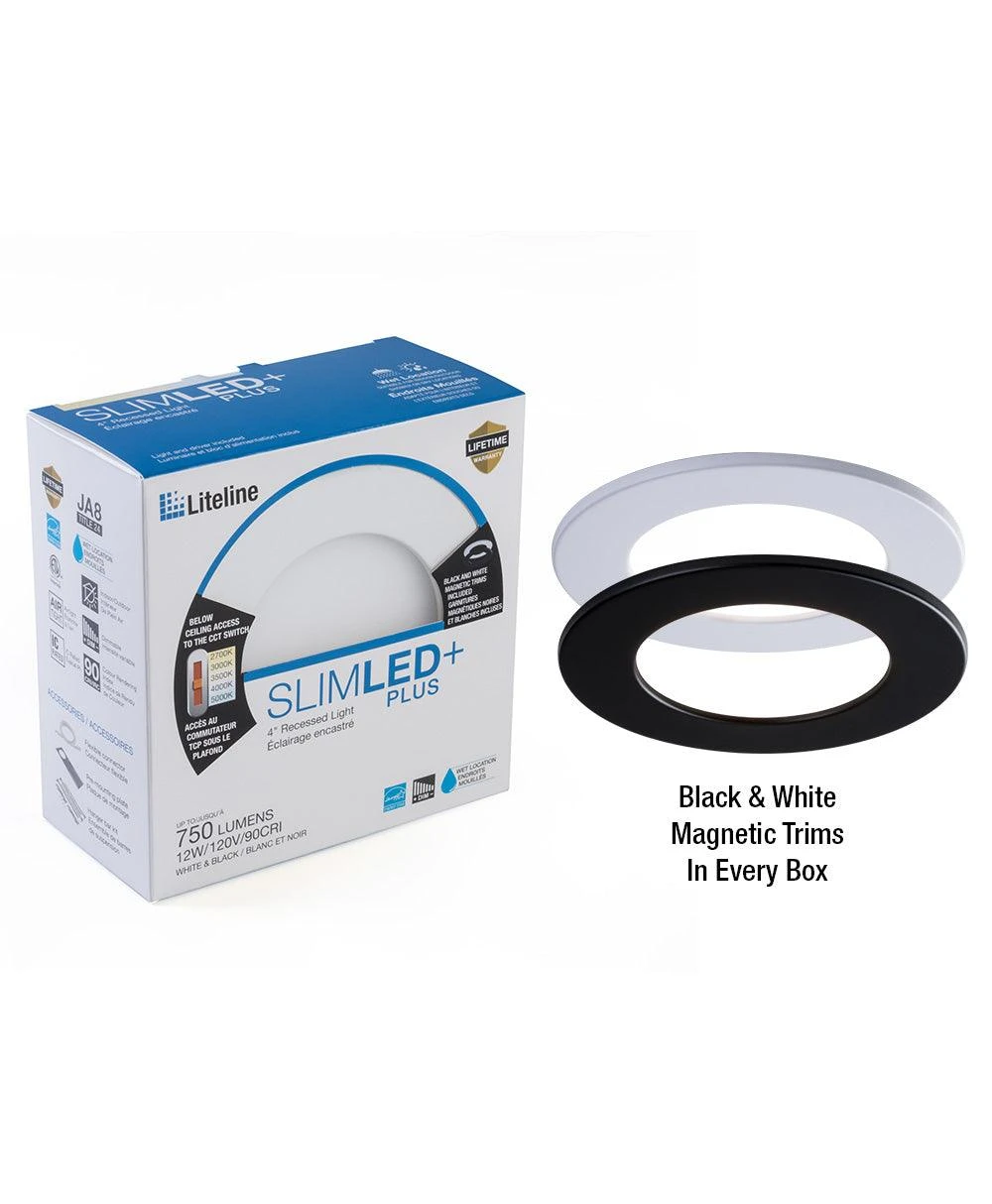 Liteline 4" SlimLED Plus, Adjustable Color Temperature, White And Black Trim, Model SLM4-12W-CCT-WHBK - Image 4