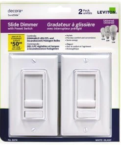 Leviton Universal Decora SureSlide Dimmer With Preset Switch (White - Pack Of 2)