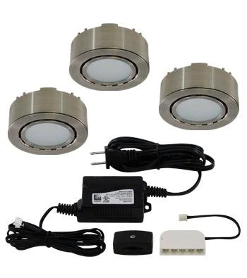 Liteline LED 3-Puck Matte Nickel Light Kit, Model UCP-LED3-MN Liteline LED 3-Puck Matte Nickel Light Kit, Model UCP-LED3-MN -Leviton Store UCP LED3 MN