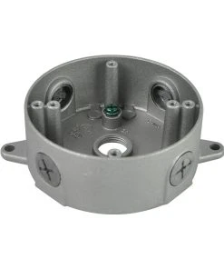 RAB Design Lighting 4" Sandblasted Aluminum Box & Cover With 5 X 1/2" Threaded Knockouts, Model 1/2DVXJC